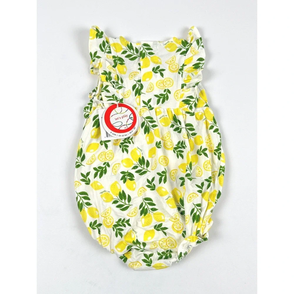 Magnetic Me Simply The Zest Modal Magnetic Romper White Yellow 9-12M